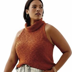 Pilcro Terracotta Cowl Neck Sweater Textured Knit